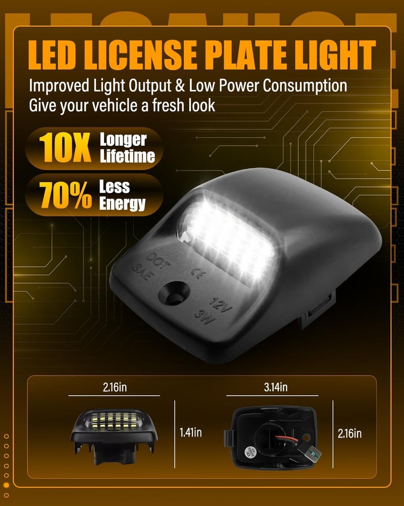 LESAUCE 2025 Upgraded LED License Plate Lights Compatible with 2005-2015 Tacoma/2000-2013 Tundra, 6000K White, Smoke Lens, Tag Lamp Assembly Replacement, IP68 Waterprooof, Pack of 2 - Image 3